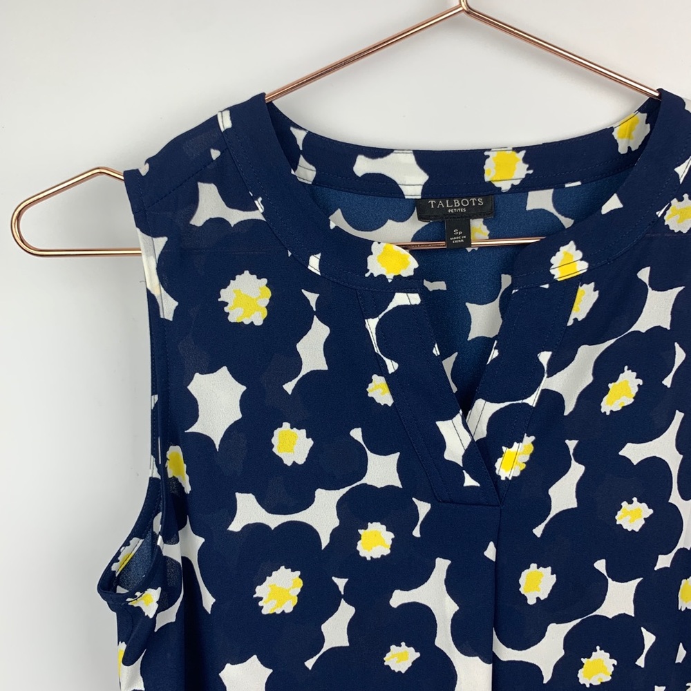 Talbots Petites Floral V-Neck‎ Sleeveless Blouse - Picture 5 of 8